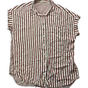 Jane and Delancey Red White Striped Button Front Shirt